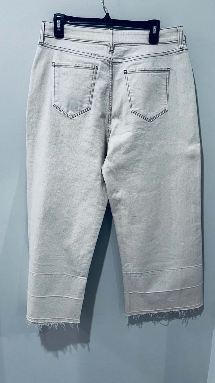 ANA A New Approach Wide Leg Crop Jeans Size 14 Cream Raw Hem NWOT - Picture 3 of 5